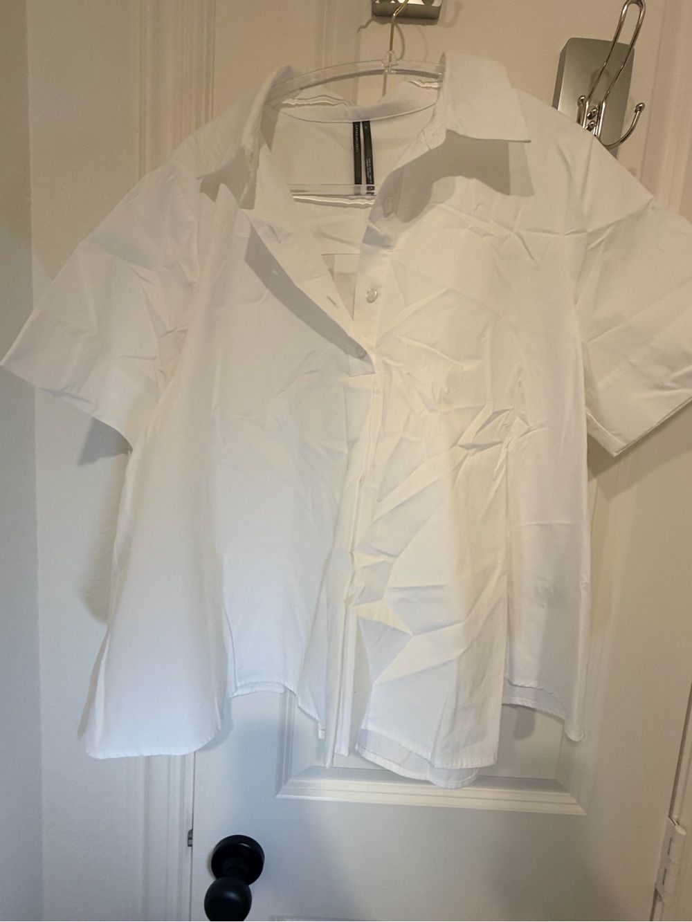 Anthropologie White Short-Sleeve Button-Down Shirt